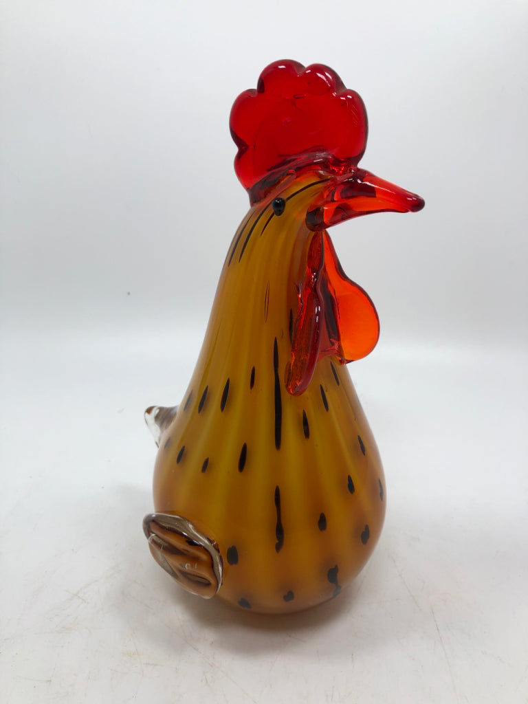 ORANGE GLASS ROOSTER.