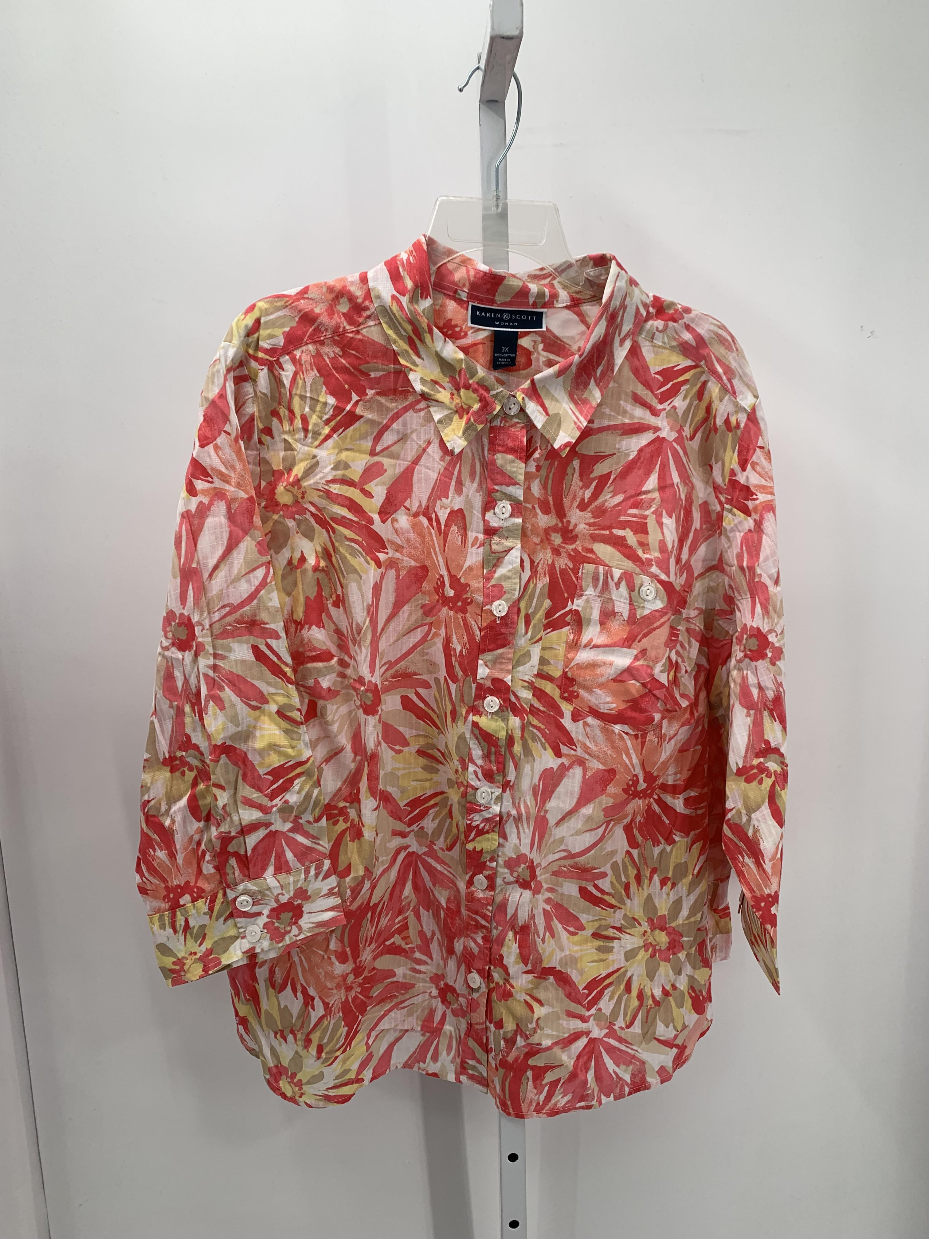 Karen Scott Size 3X Womens 3/4 Sleeve Shirt