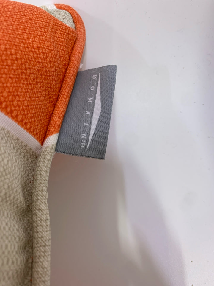 ORANGE & CREAM DOMAIN STRIPED PILLOW.