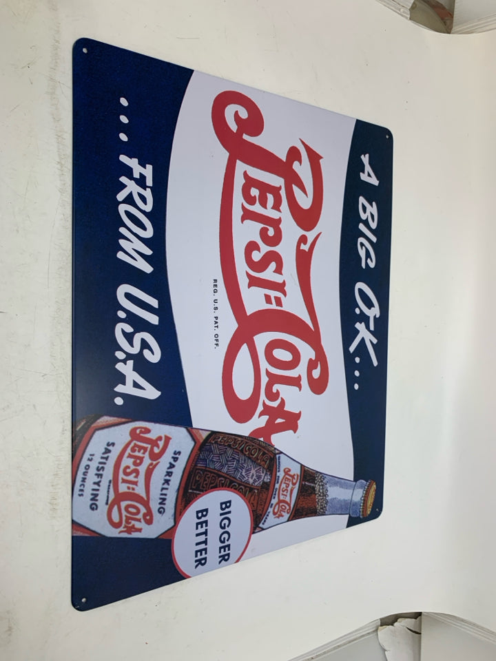 METAL PEPSI COLA SIGN.
