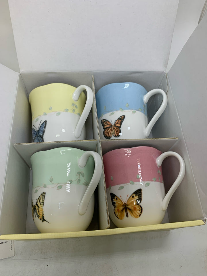 NIB 4 LENOX BUTTERFLY MEADOW MUGS.