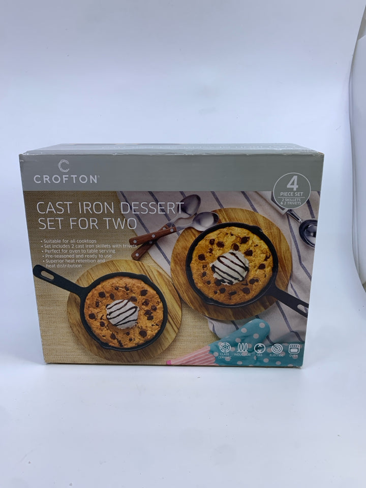 NIB CAST IRON DESSERT SET FOR TWO CROFTON.
