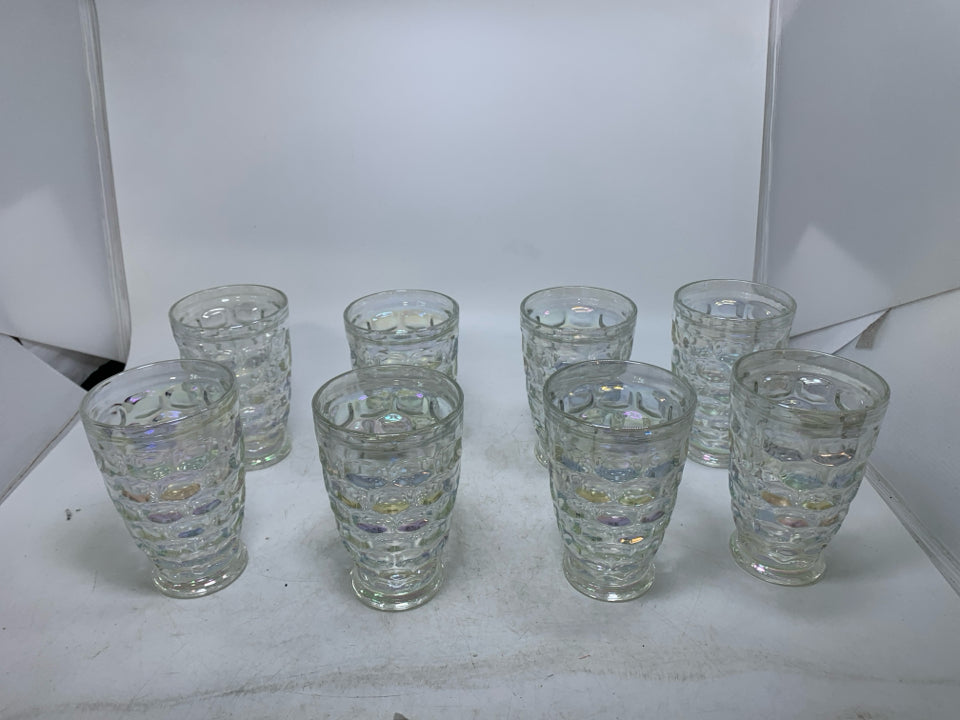 8 VTG THUMBPRINT COLONIAL GLASS TUMBLERS.