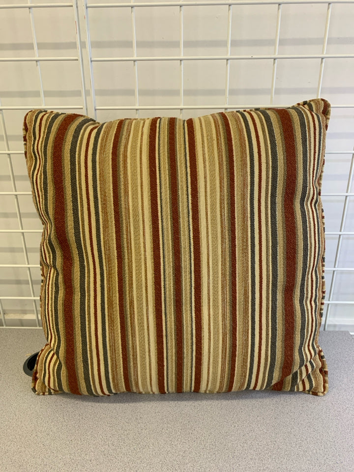 TAN/BROWN STRIPE ACCENT PILLOW.