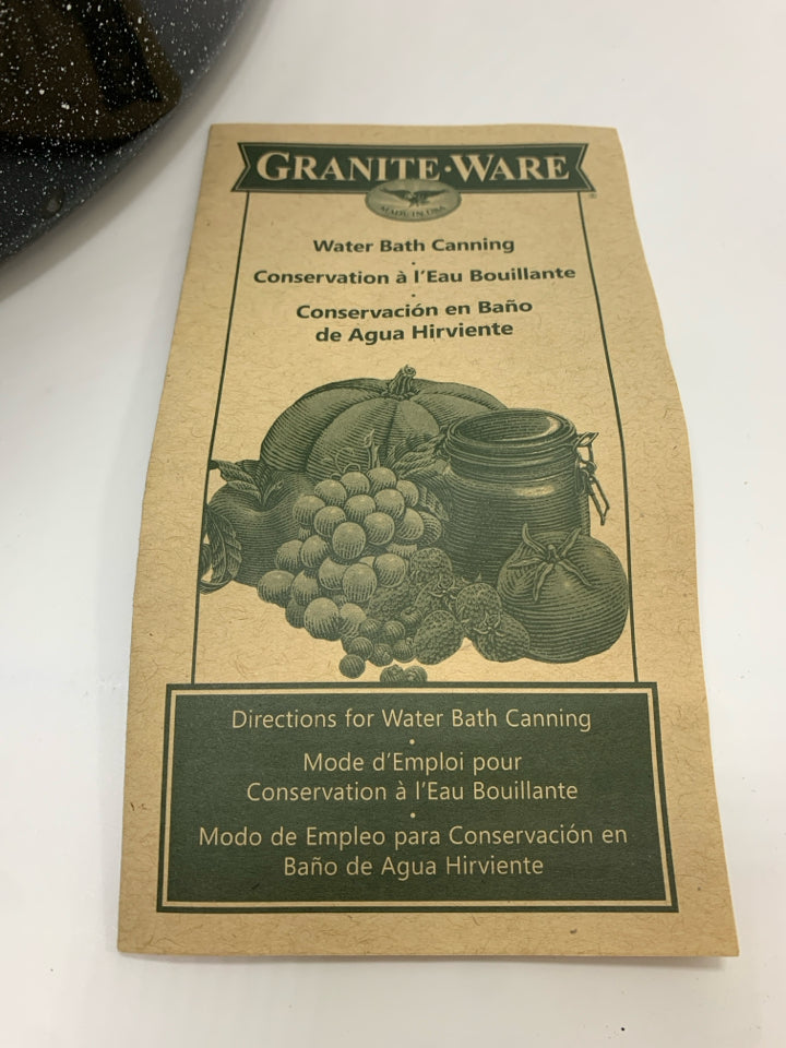 GRANITE WARE ENAMELED WATER BATH CANNER.