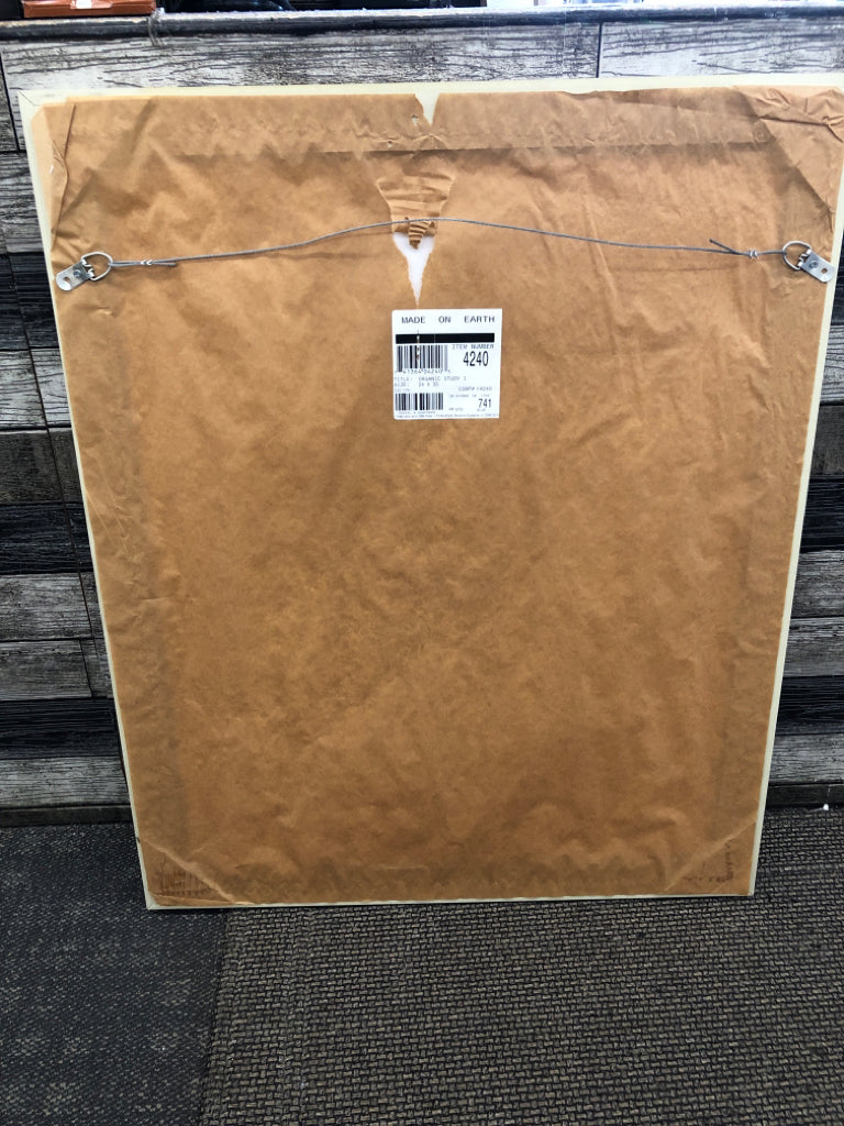 ABSTRACT COLORFUL WALL ART IN GREY FRAME.