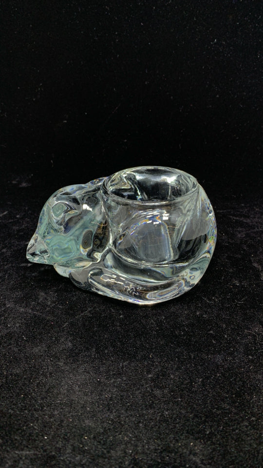 GLASS CAT VOTIVE HOLDER.