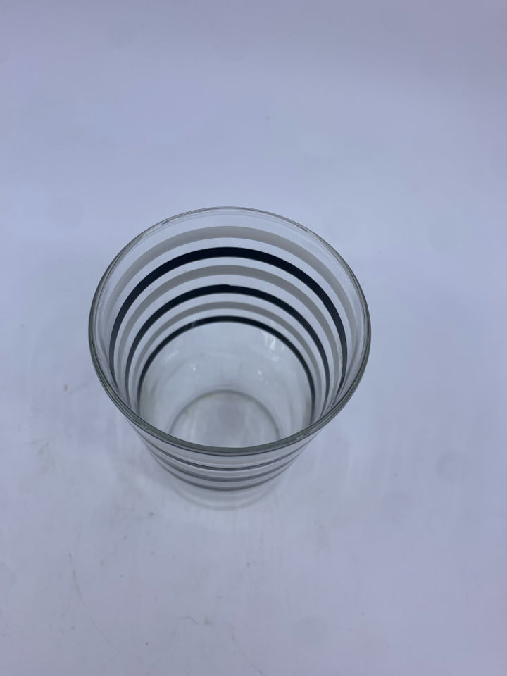 4 BLACK AND WHITE STRIPED GLASSES.