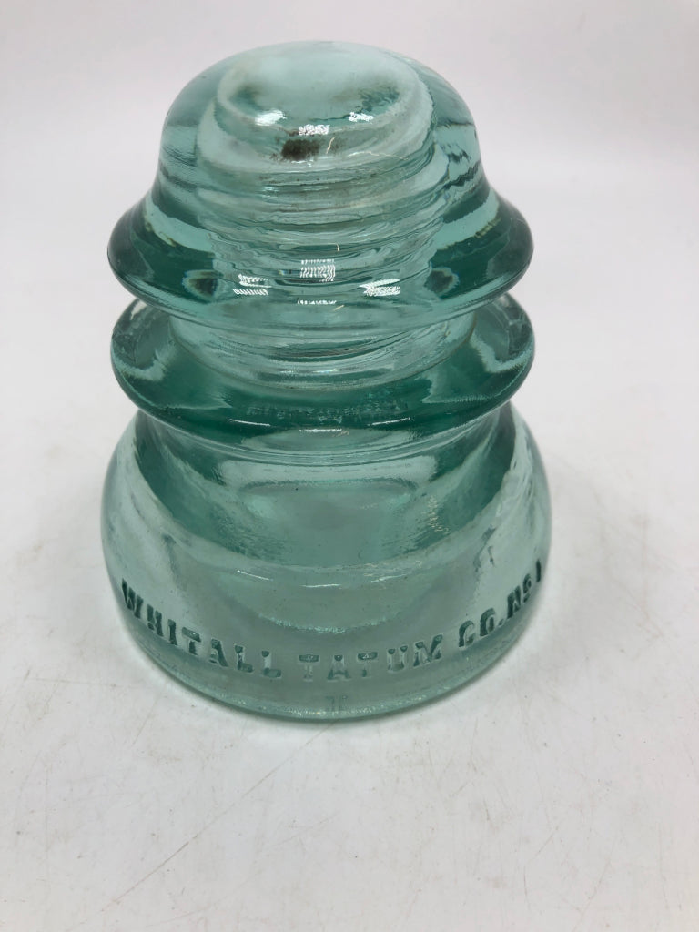 VTG WHITALL TATUM NO 1 BLUE GLASS INSULATOR.