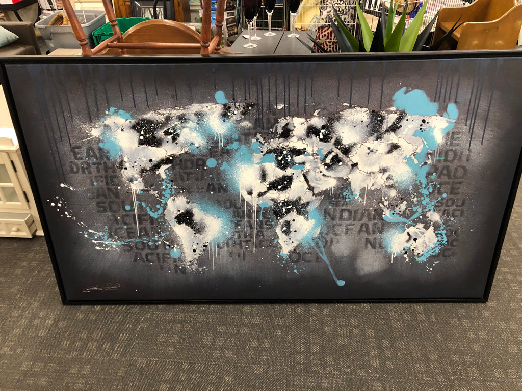 LG BLUE WORLD POP-ART CANVAS SIGNED.