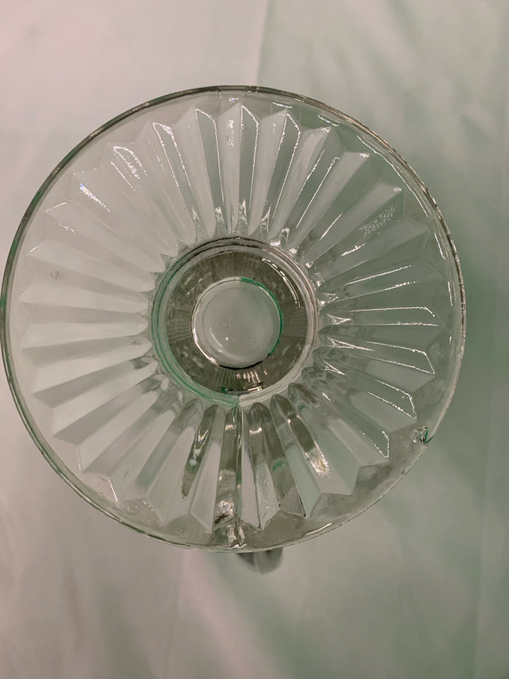 FLORAL ETCHED FOOTED PITCHER.