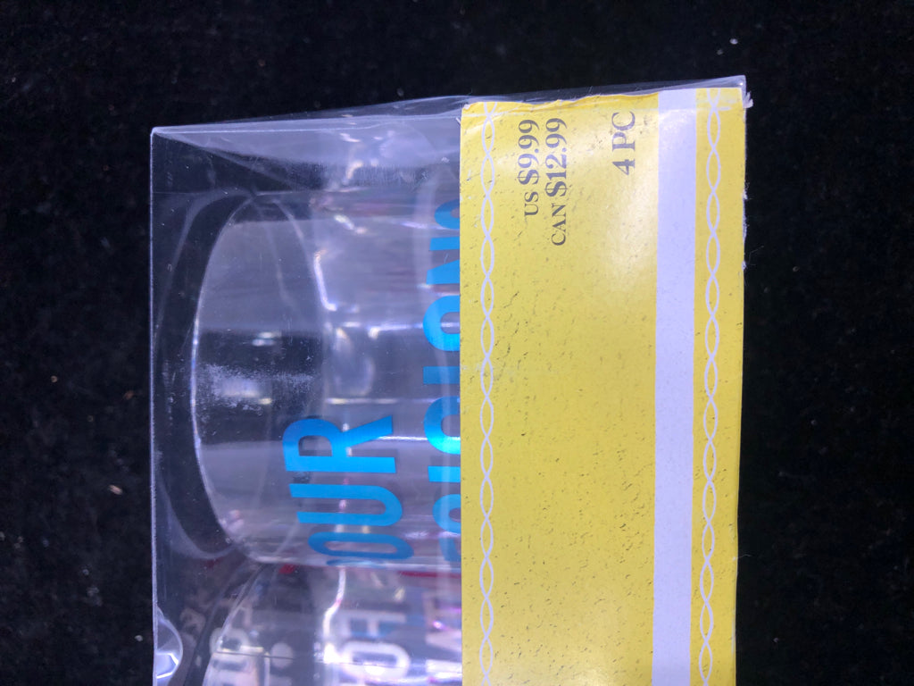 4 NIP PLASTIC WINE GLASSES.
