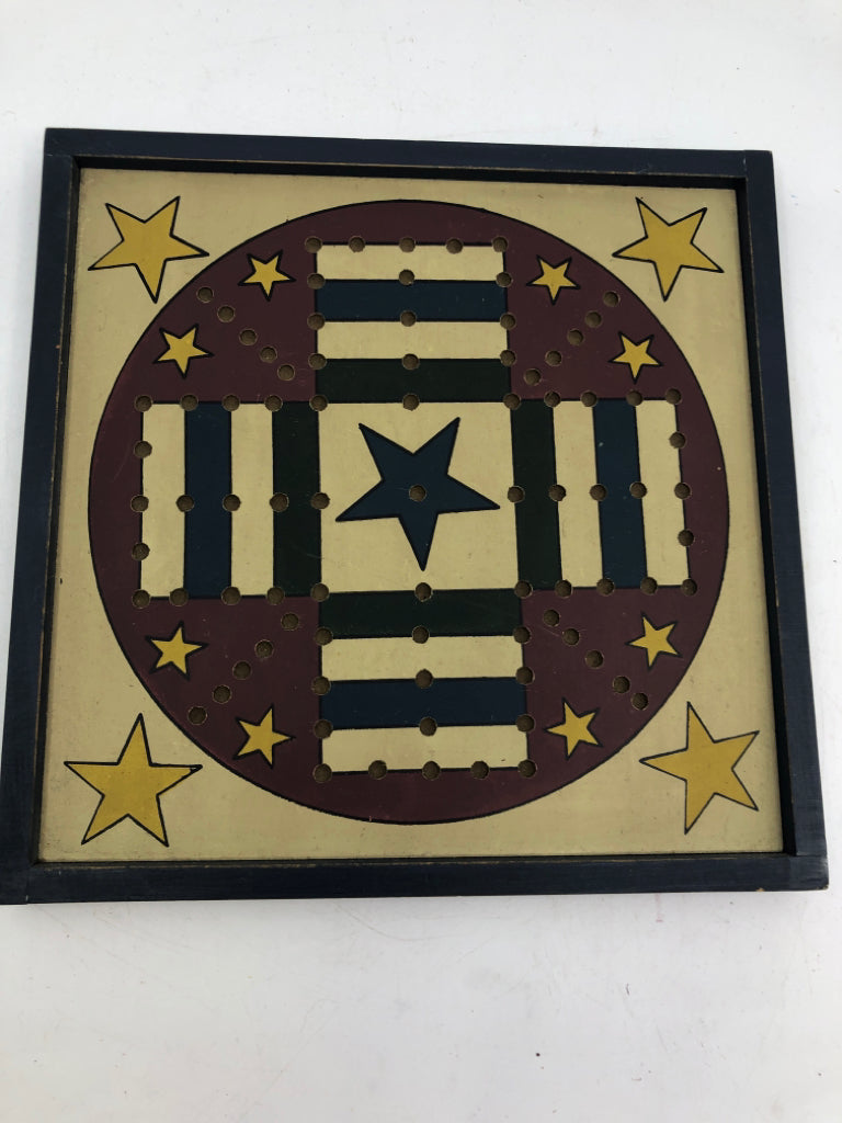 COLORFUL PATTERN DECORATIVE PRIMITIVE GAME BOARD.
