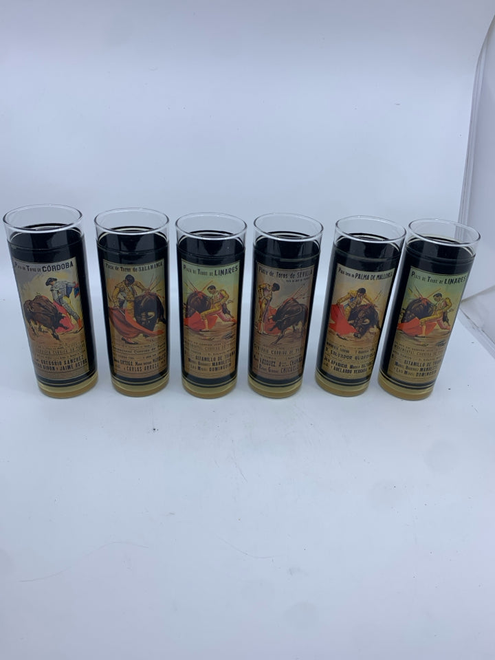 6 VTG MATADOR TUMBLER GLASSES.