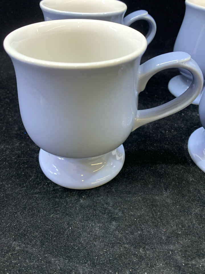4PC PALE BLUE MUG W/FOOTED BASE.