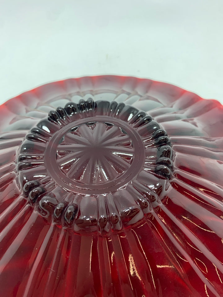 CRANBERRY GLASS FLARED PLATE.