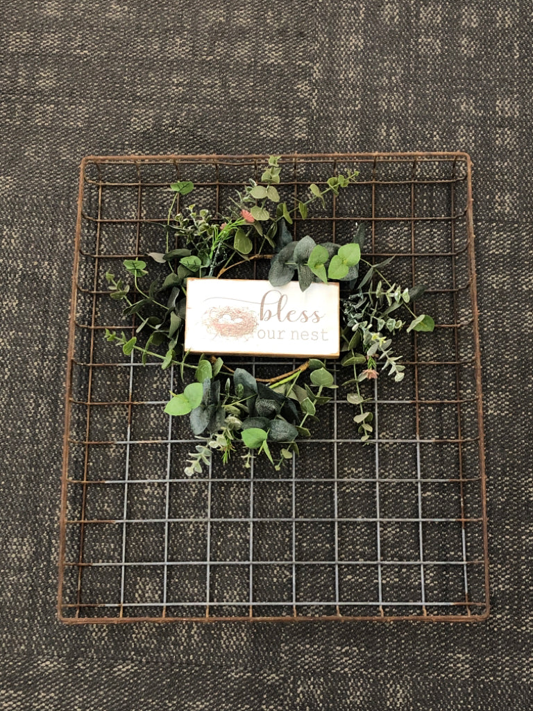 BLESS OUR NEST RUSTIC METAL WALL-HANGING.
