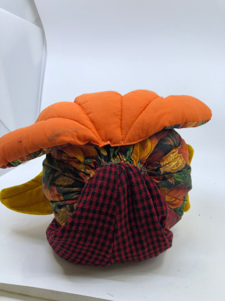 FABRIC PUMPKIN TURKEY SHELF DOLL.