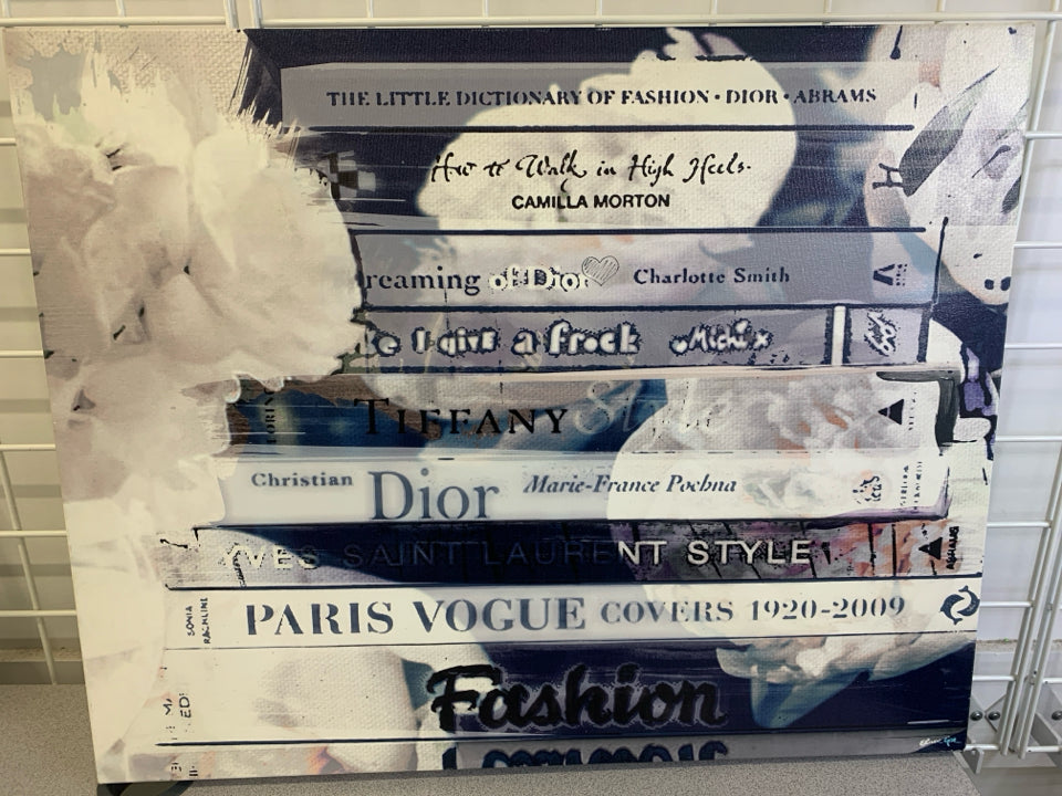 FASHION & GLAM CANVAS W/ BLUE & WHITE BOOKS OLIVER GAL.