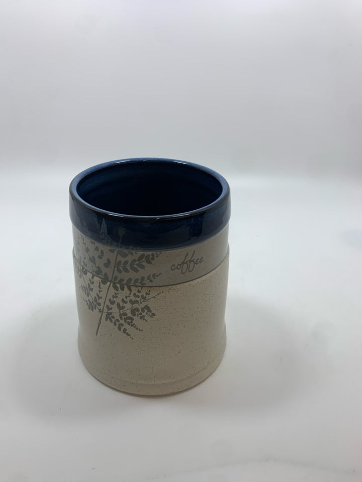 BLUE/WHITE SPECKLED 'COFFEE' CROCK.