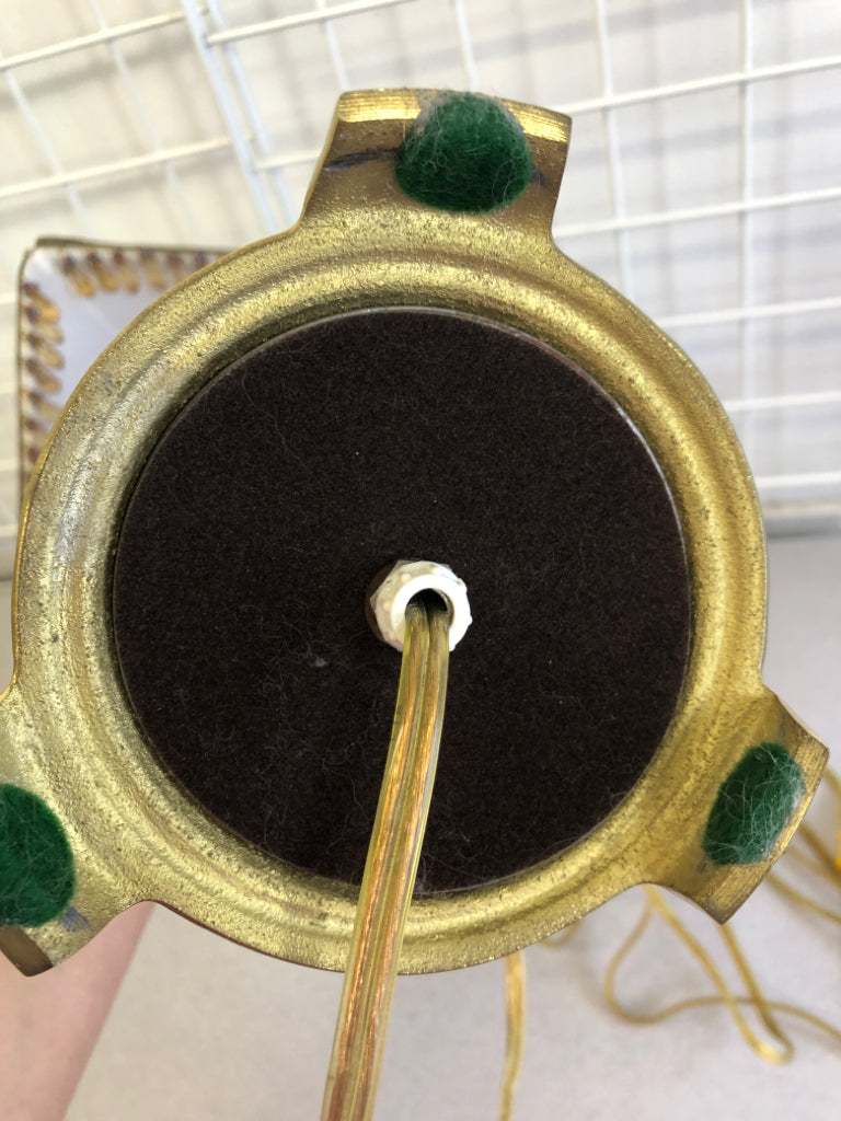 BEADED LAMP WITH GOLD BASE.