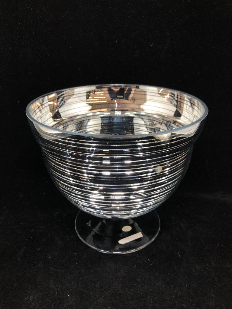 SILVER STRIPE PEDESTAL BOWL.