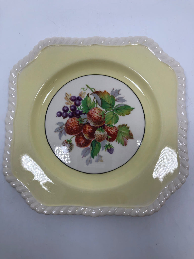 6 VTG FRUIT DESIGN PLATES W/ROPE STYLE BORDER.