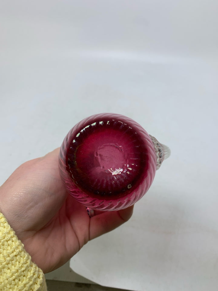 SMALL BLOWN GLASS RIBBED PITCHER.