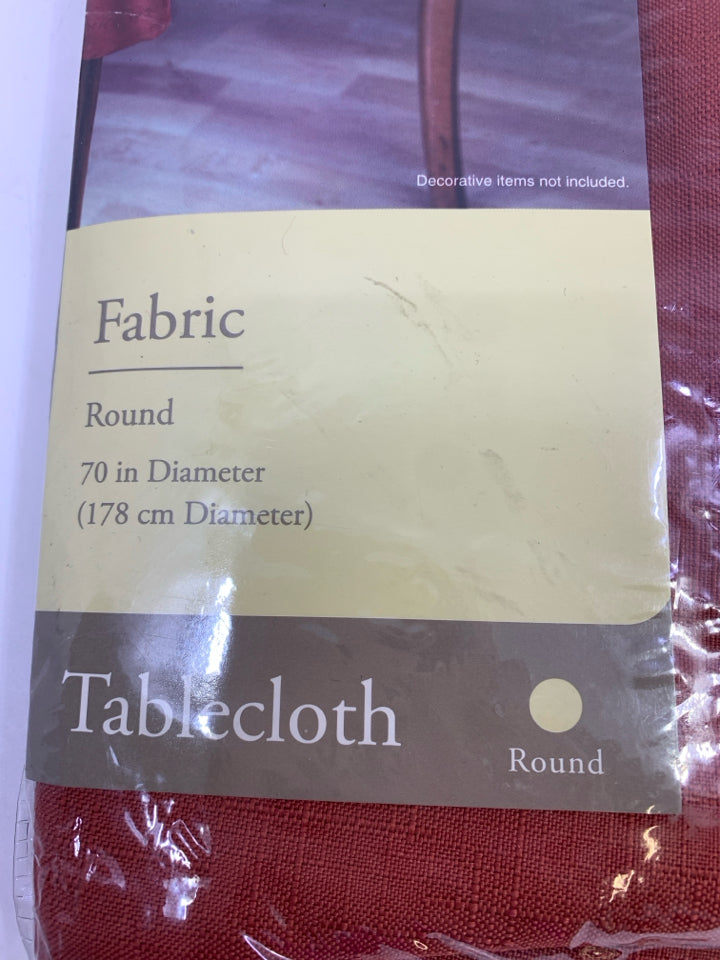 ROUND RED TABLECLOTH.