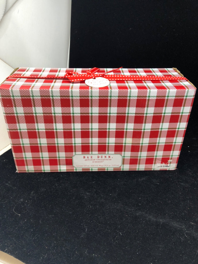 NIB RAE DUNN CANDY CANE CANISTER/ COCOA MUG SET.