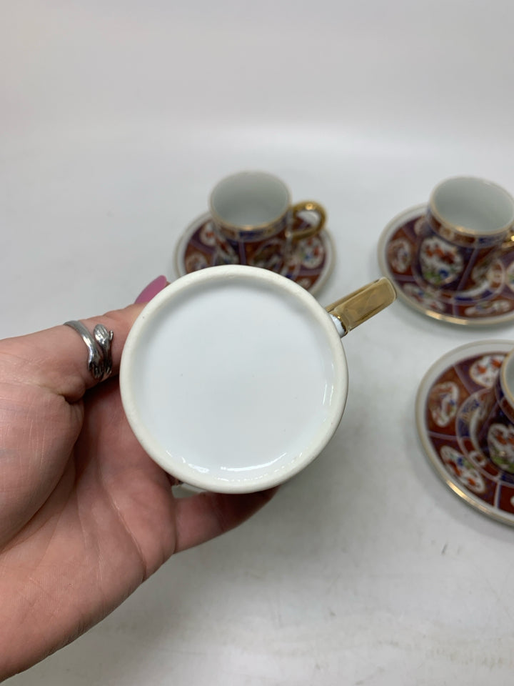8PC SVC 4 ASIAN STYLE ESPRESSO MUGS W/ SAUCERS.