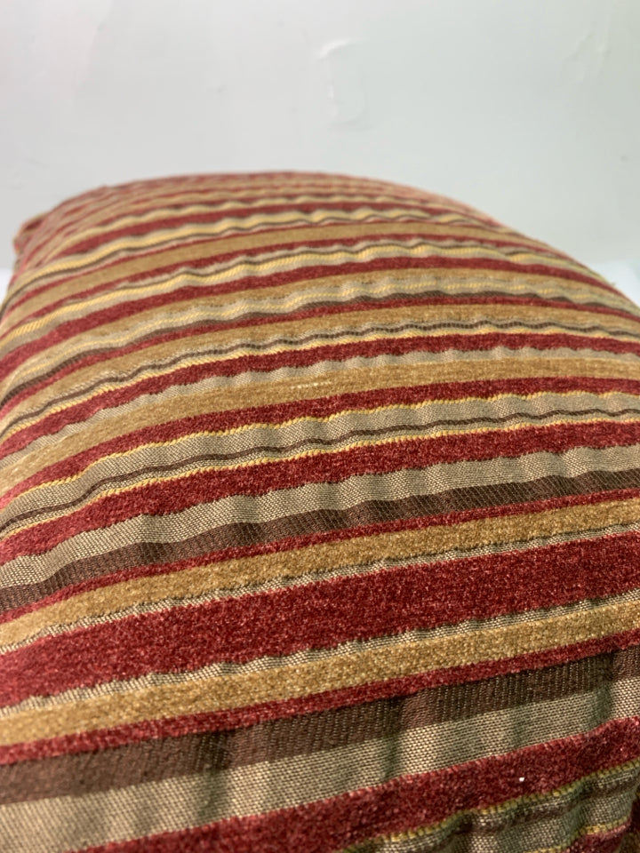 RED, BROWN STRIPE RECTANGLE PILLOW.