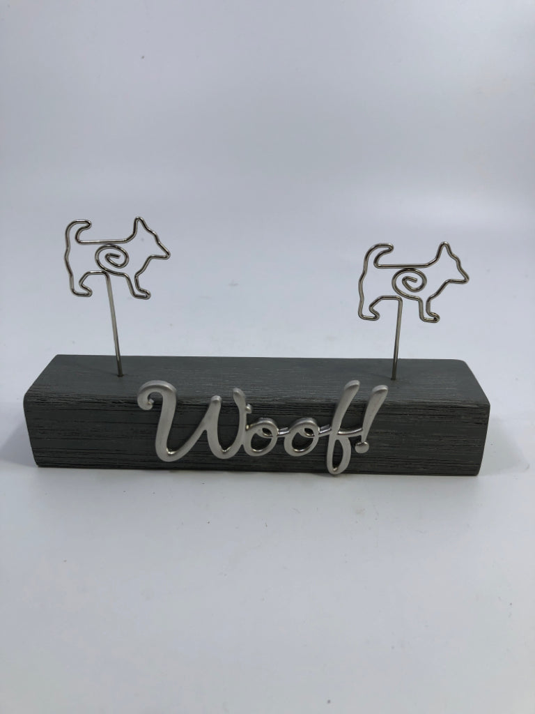 GRAY "WOOF" BLOCK PICTURE HOLDER.