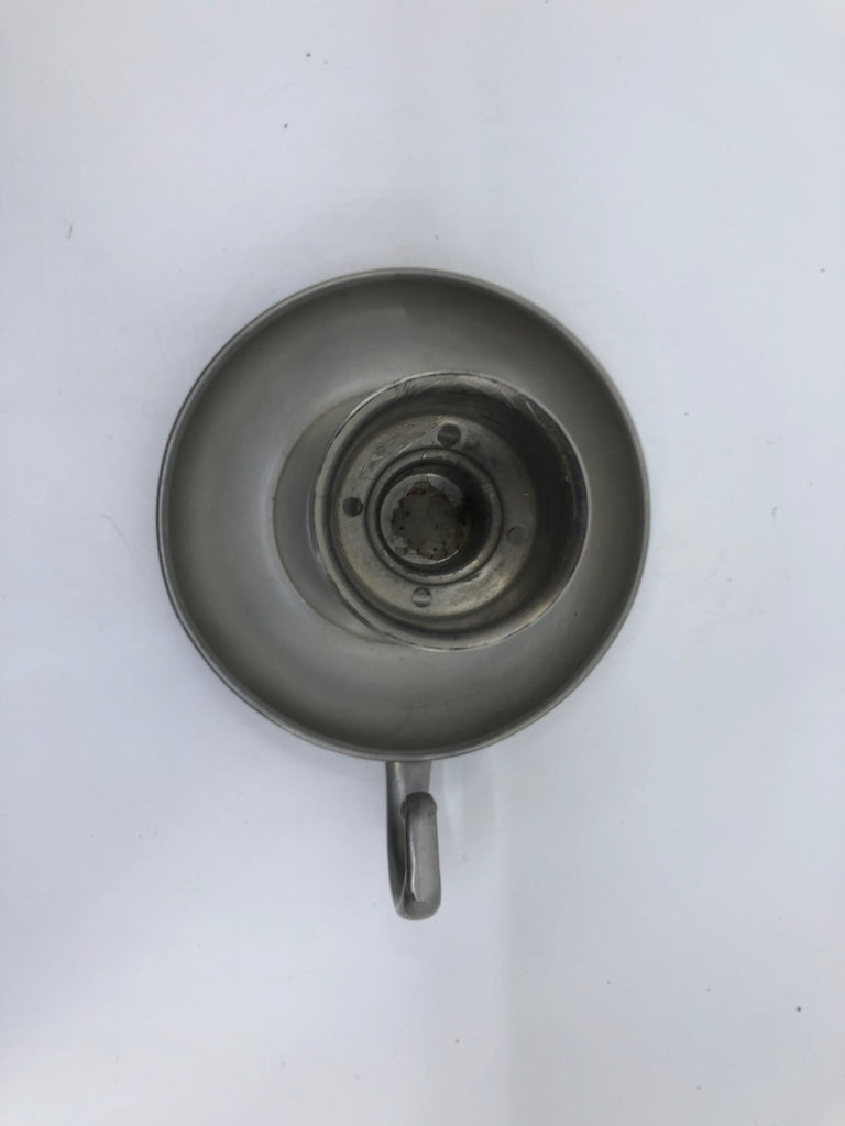 PEWTER TAPER CANDLE HOLDER W HANDLE.