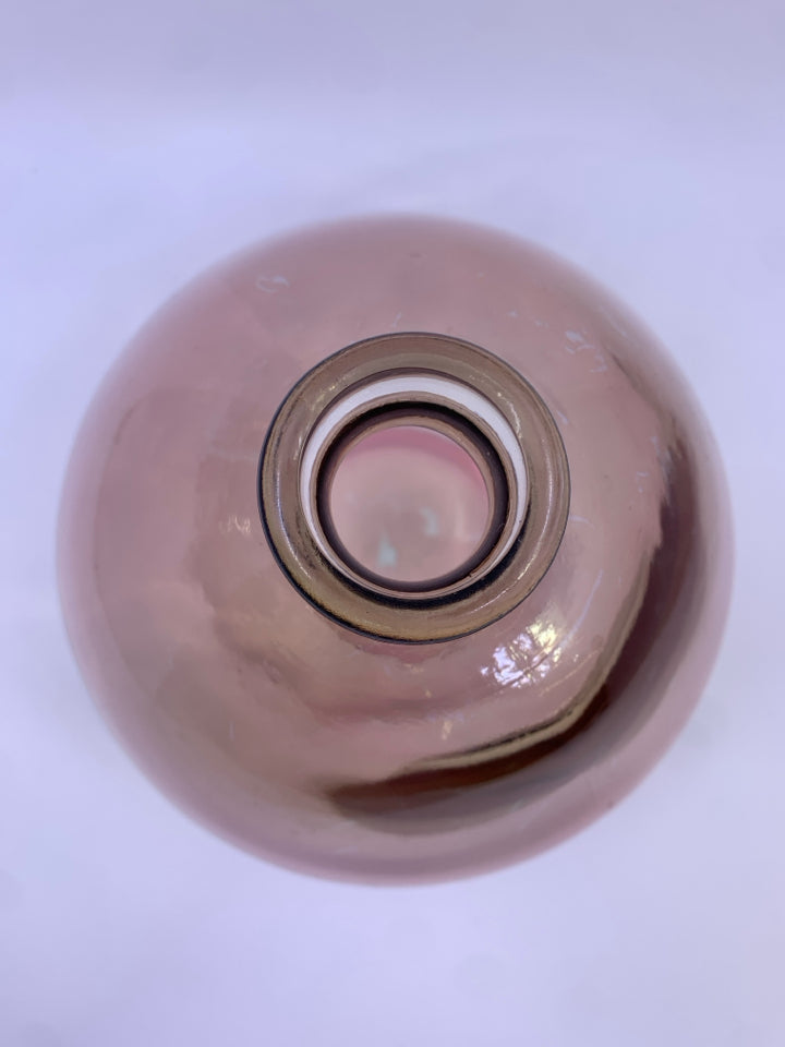 HEAVY BROWN ROUND NARROW NECK VASE.