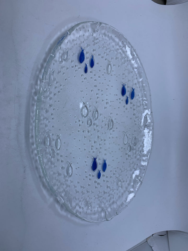 BLUE FISH OVAL PLATTER.