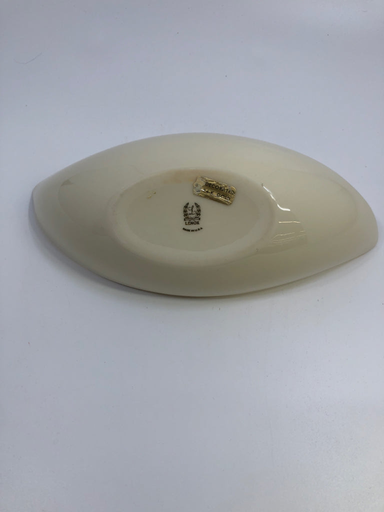 SMALL LENOX OBLONG CANOE STYLE SERVING BOWL.