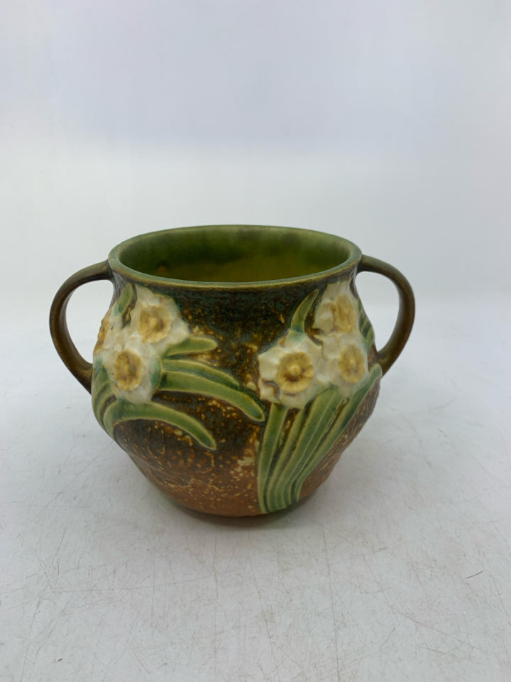 VTG JONQUIL DAFFODILS URN VASE.