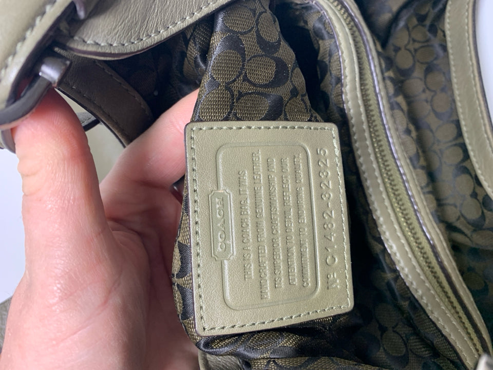 Coach F32325 Edie Shoulder Bag Olive Grey *Signs Of Wear Exterior Bottoms/Hardwa
