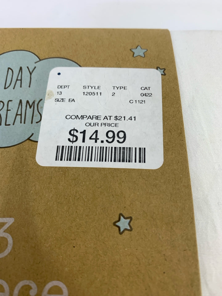 NIP WHITE 3PC TWIN SHEET SET.