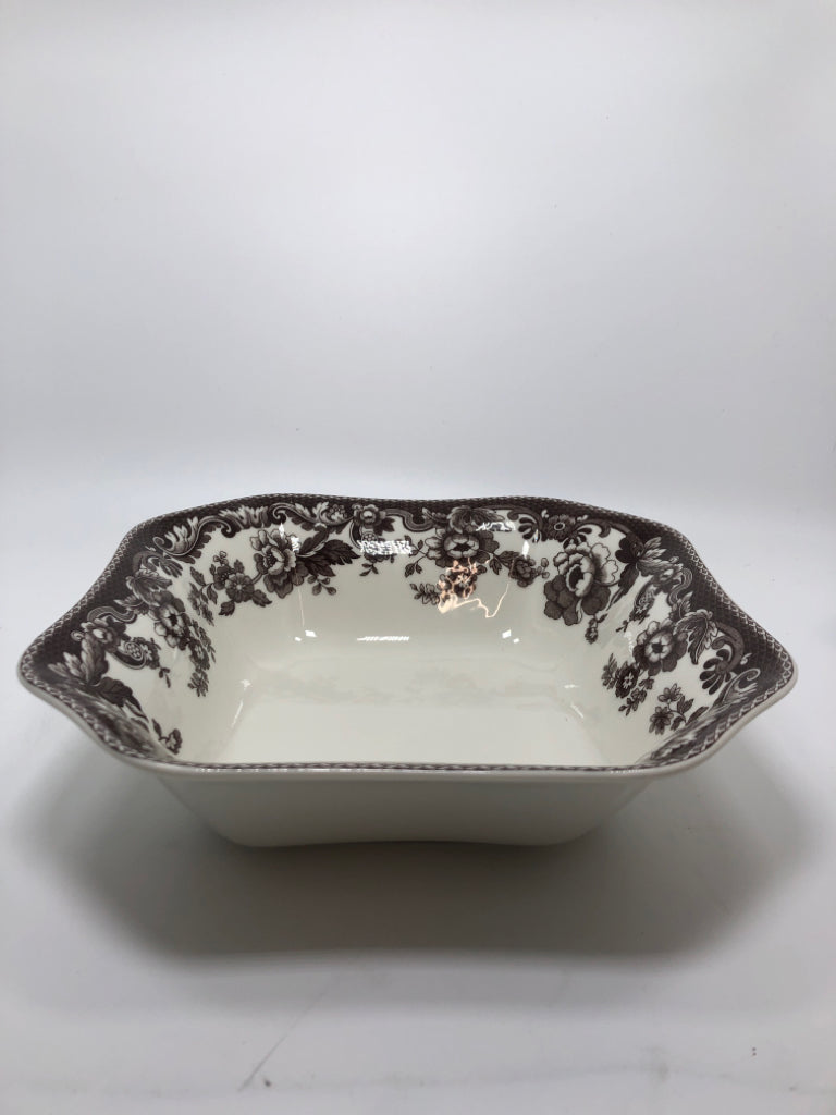 BROWN SPODE DELAMERE SQUARE SERVING BOWL.