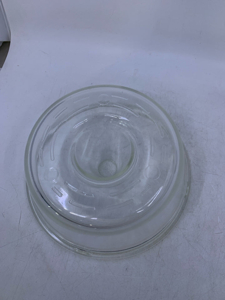 VTG CLEAR GLASS TUBE BUNDT CAKE PAN.