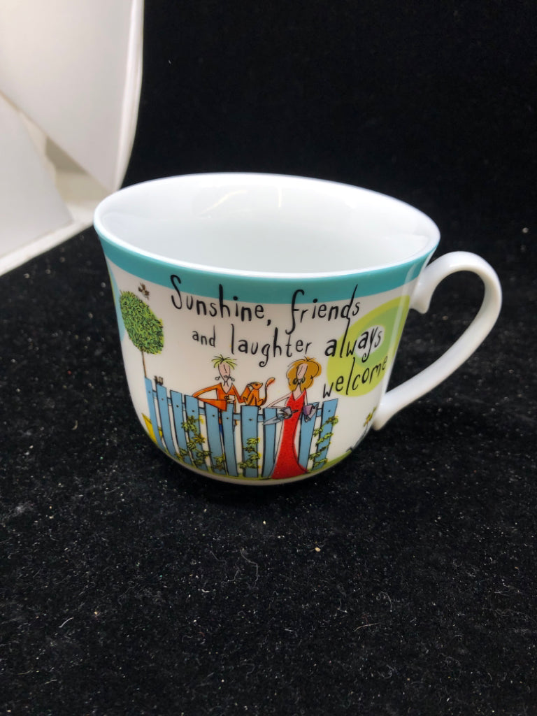 SUNSHINE, FRIENDS TEAL ACCENT MUG.
