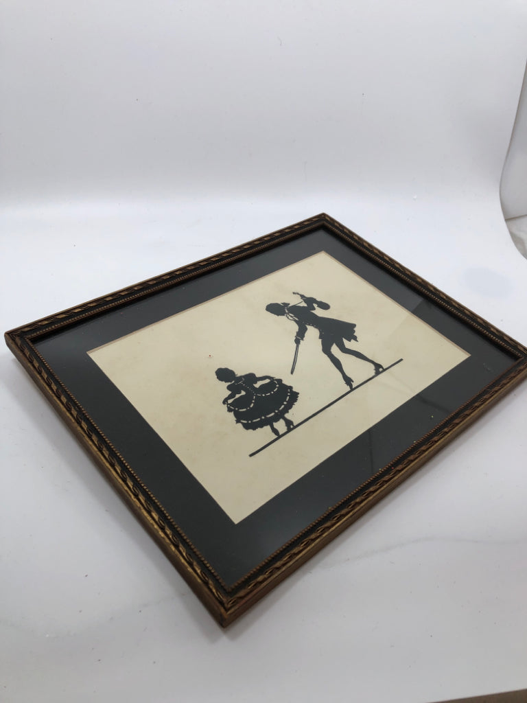 VTG FRAMED SILHOUETTE VICTORIAN PRINT.