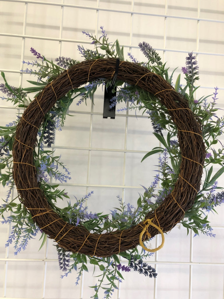 FAUX LAVENDER WREATH.