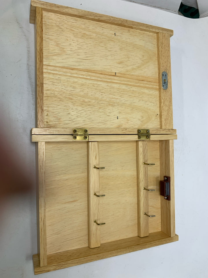 BLONDE WOOD DOUBLE SLOT MAIL FILE W/ KEY CABINET.