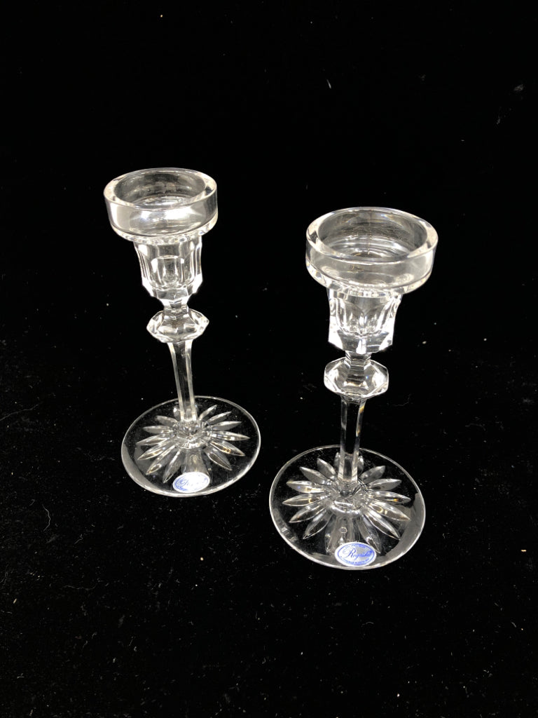 NIB 2 ROGASKA CRYSTAL CANDLESTICKS.
