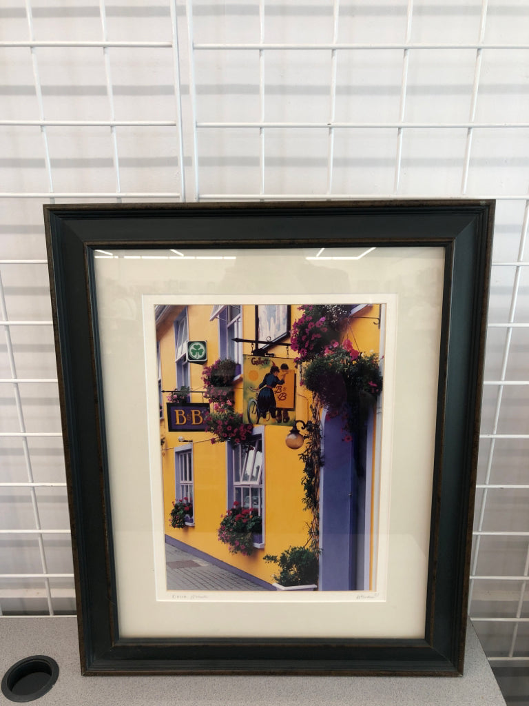 B&B IRELAND STORE FRONT PRINT IN DRK BLUE FRAME.