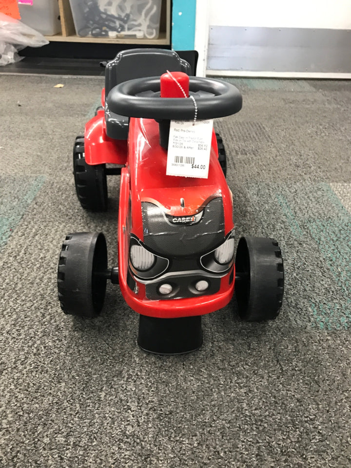 Falk Case IH Tractor Push Ride-on Toy with Detachable Trailer Rake and Shovel