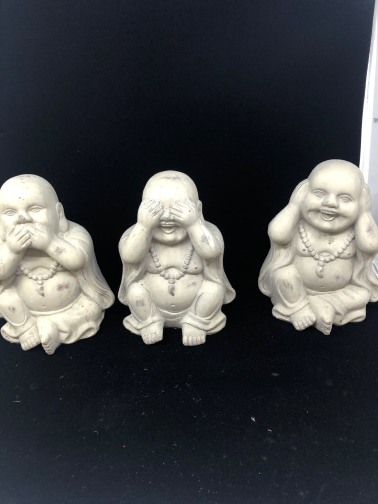 3pc BUDDHA CERAMIC HEAR, SPEAK, SEE NO EVIL.